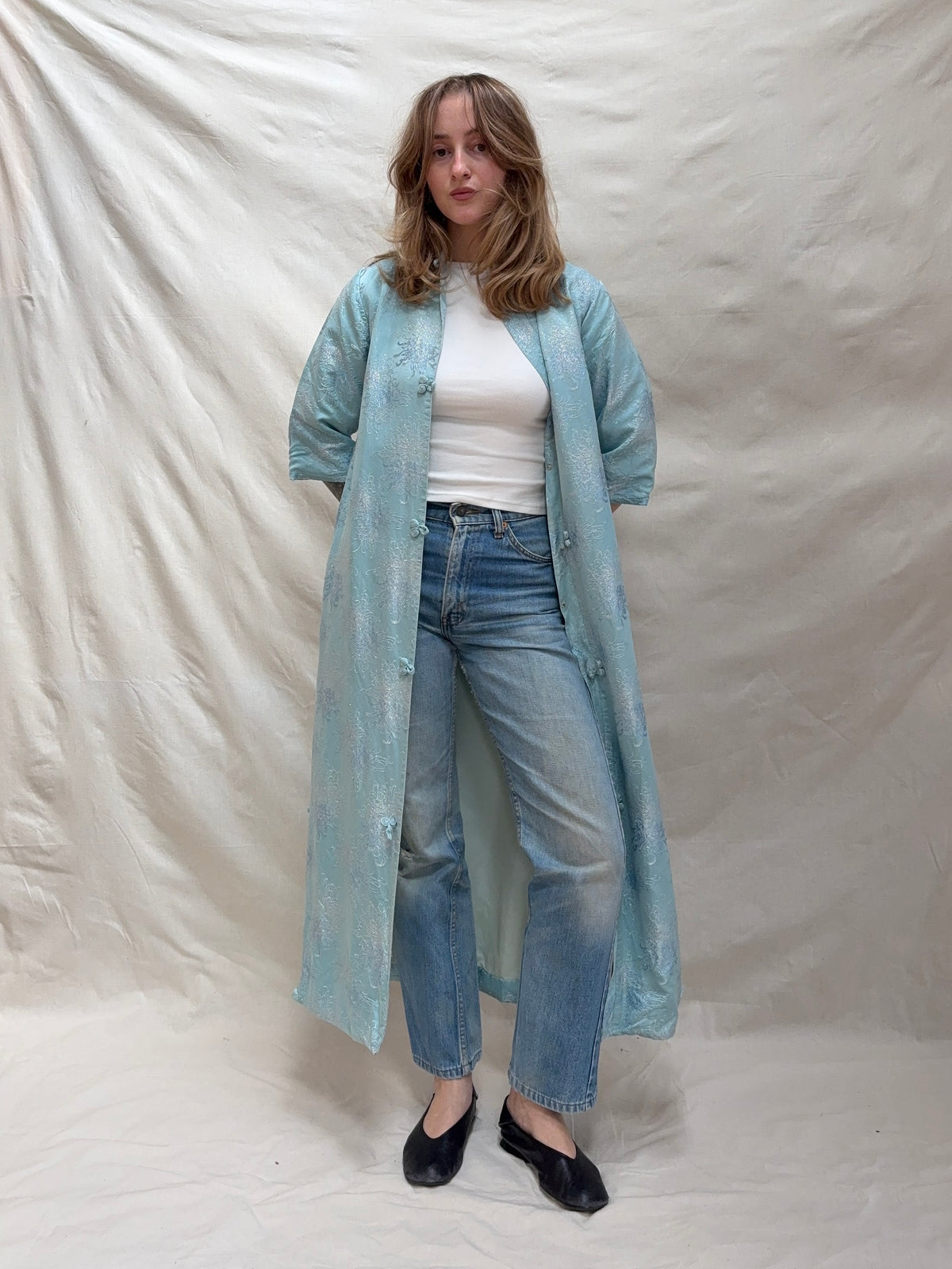1960s Metallic Tang Hostess Coat