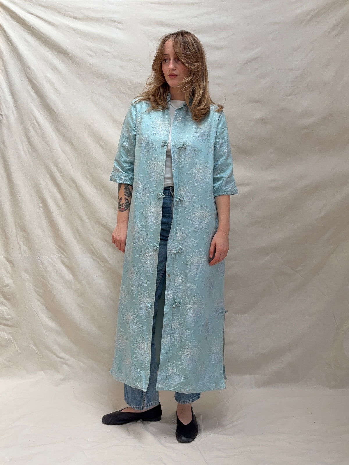 1960s Metallic Tang Hostess Coat