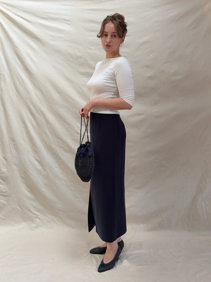 1990s Navy Pencil Skirt