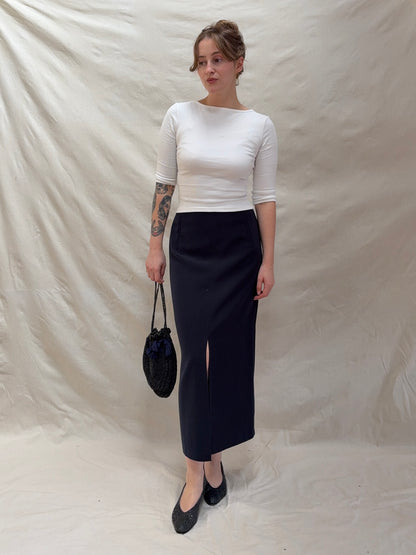 1990s Navy Pencil Skirt