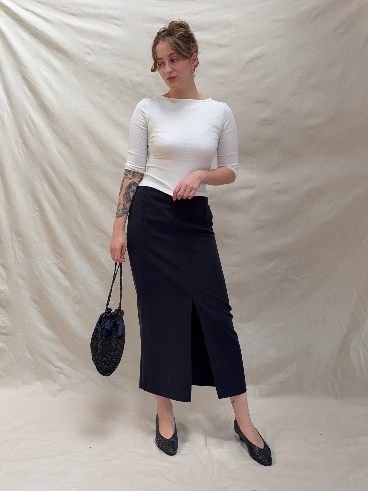 1990s Navy Pencil Skirt