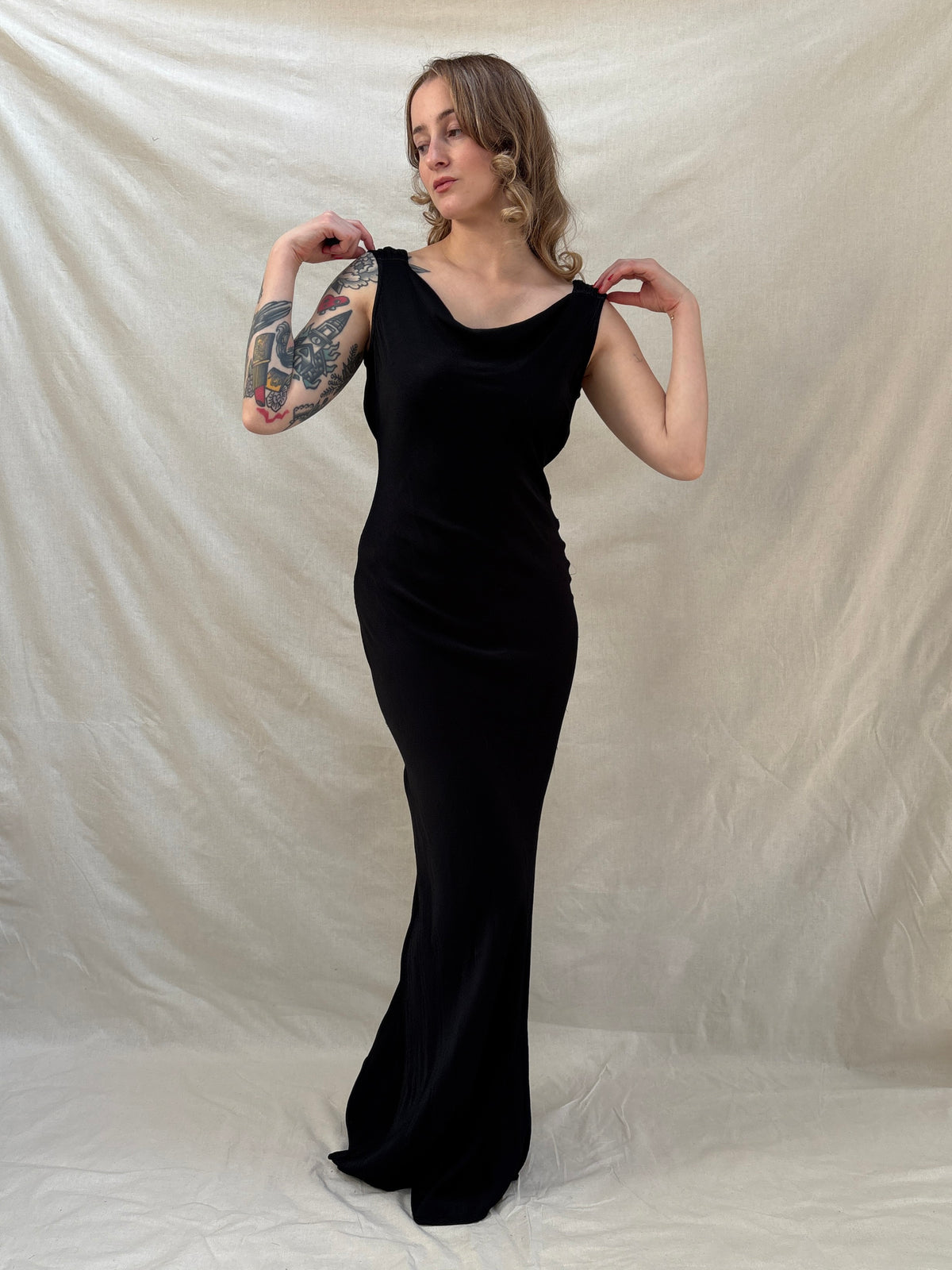 1990s Black Backless 'Ghost' Dress
