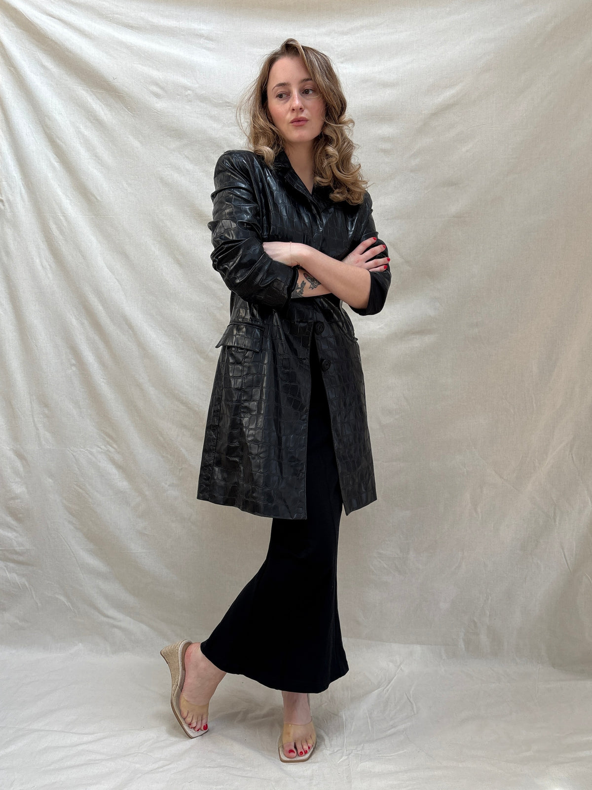 1990s Black Croc Style Jacket