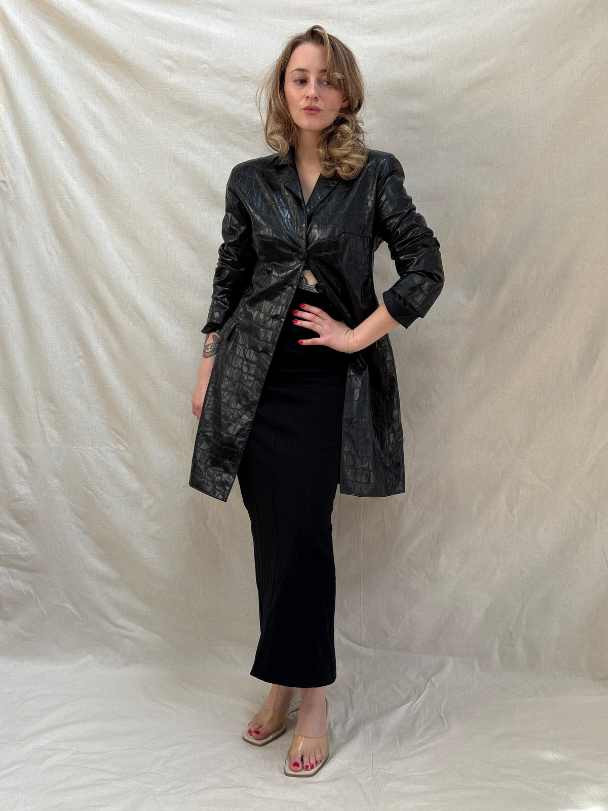 1990s Black Croc Style Jacket