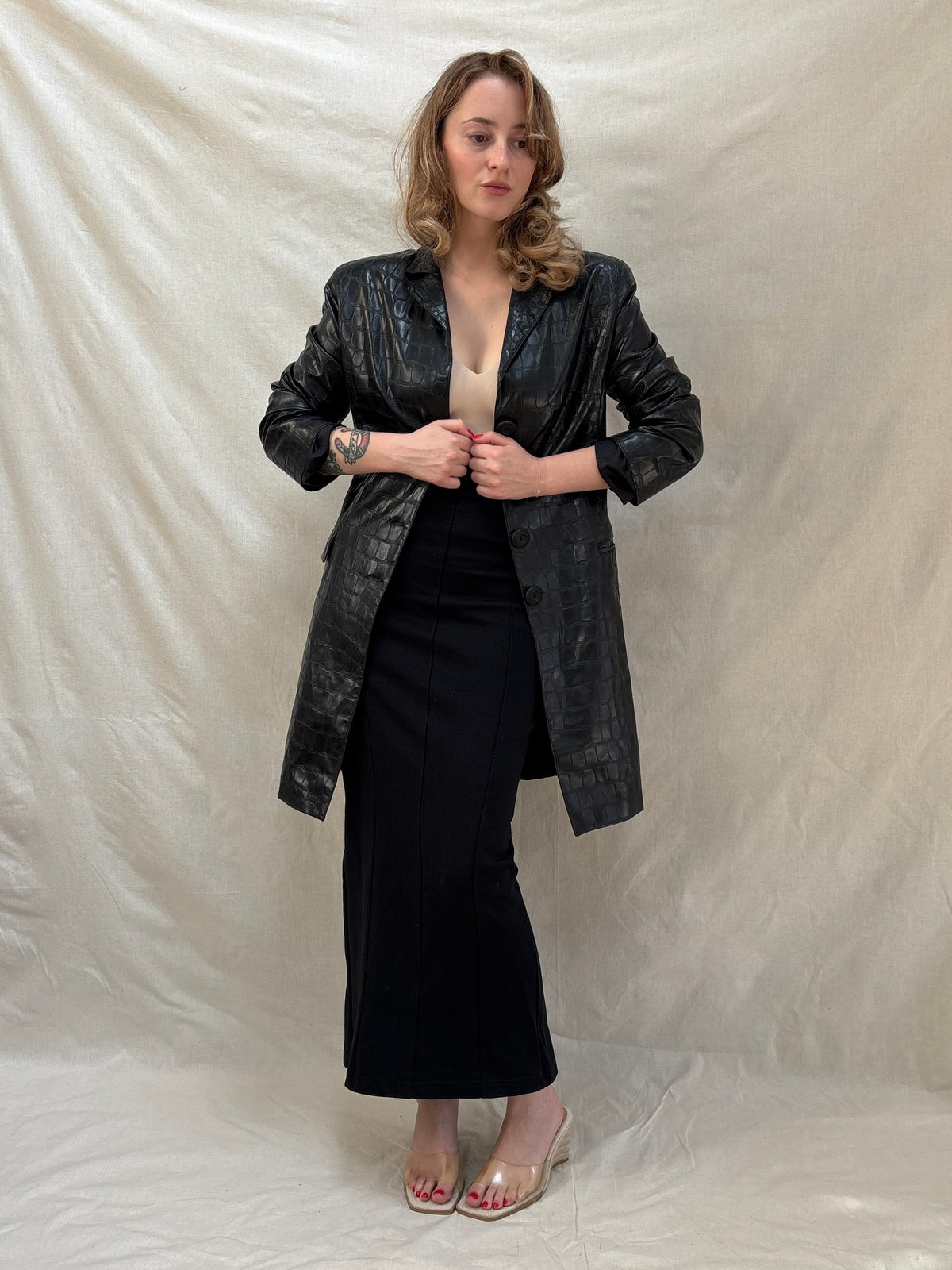 1990s Black Croc Style Jacket