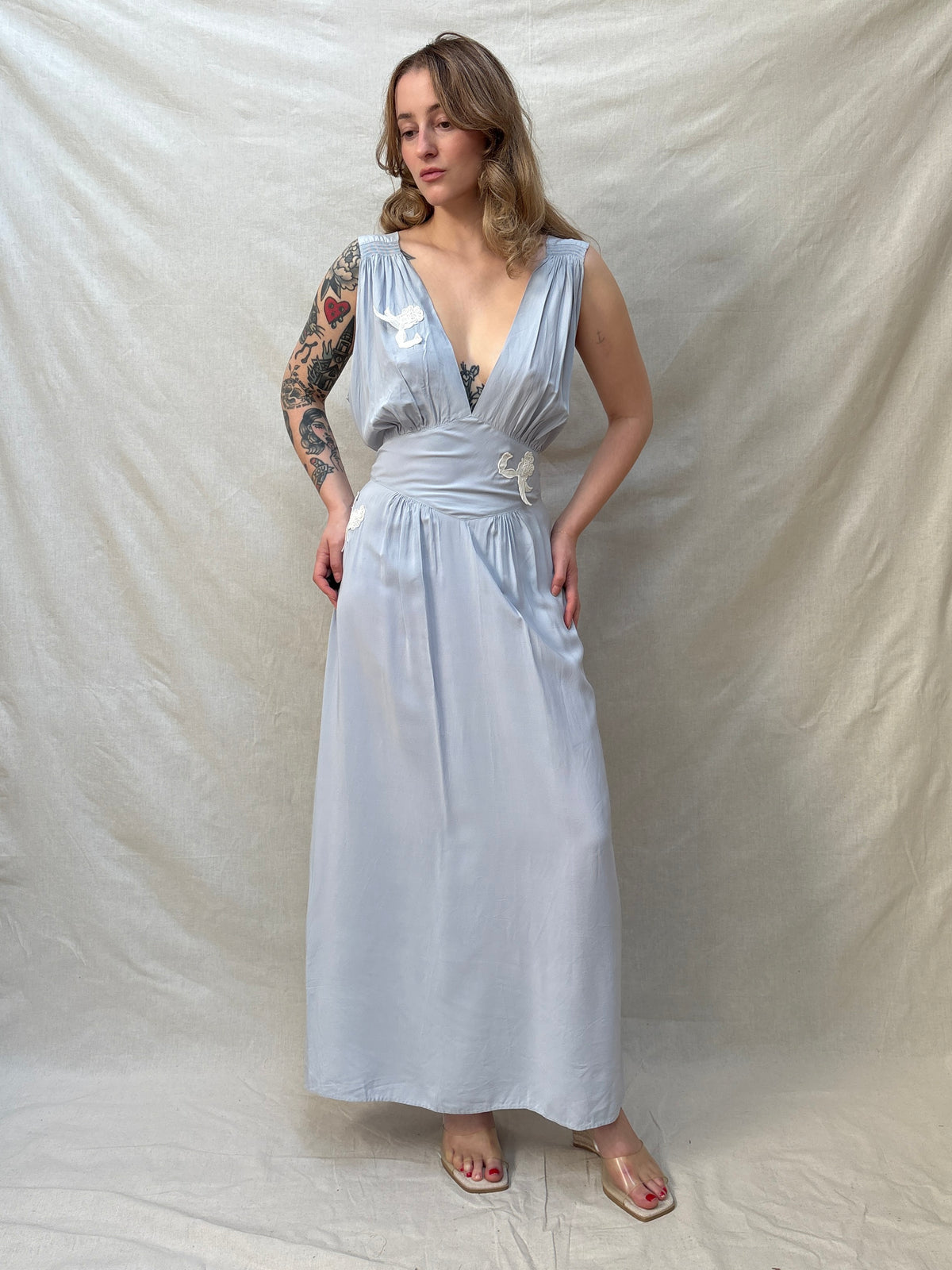 1940s Baby Blue 'Artemis Underthings' Slip Dress