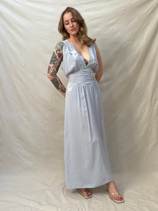 1940s Baby Blue 'Artemis Underthings' Slip Dress