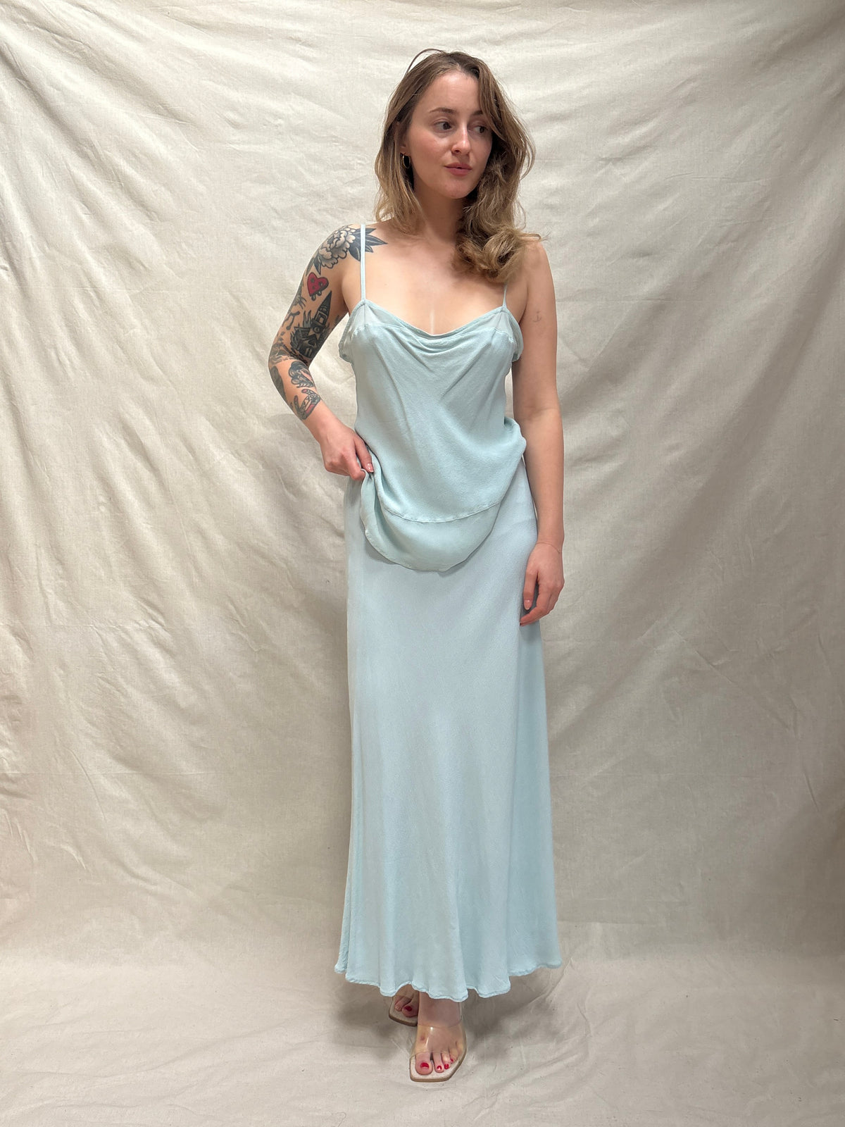 1990s Baby Blue 'Maria Avraam' Skirt Set
