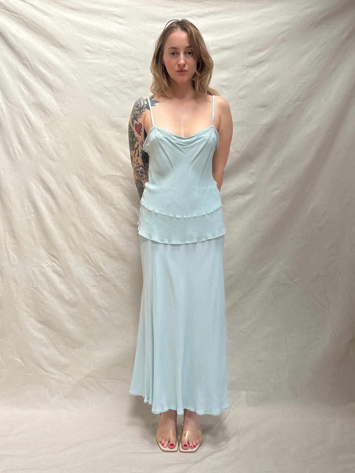 1990s Baby Blue 'Maria Avraam' Skirt Set