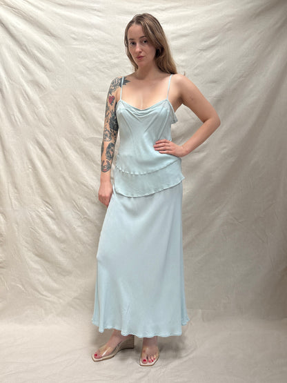 1990s Baby Blue 'Maria Avraam' Skirt Set