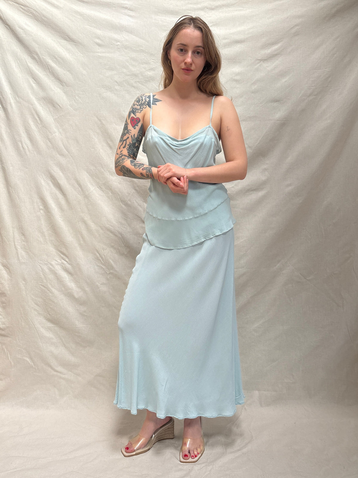 1990s Baby Blue 'Maria Avraam' Skirt Set
