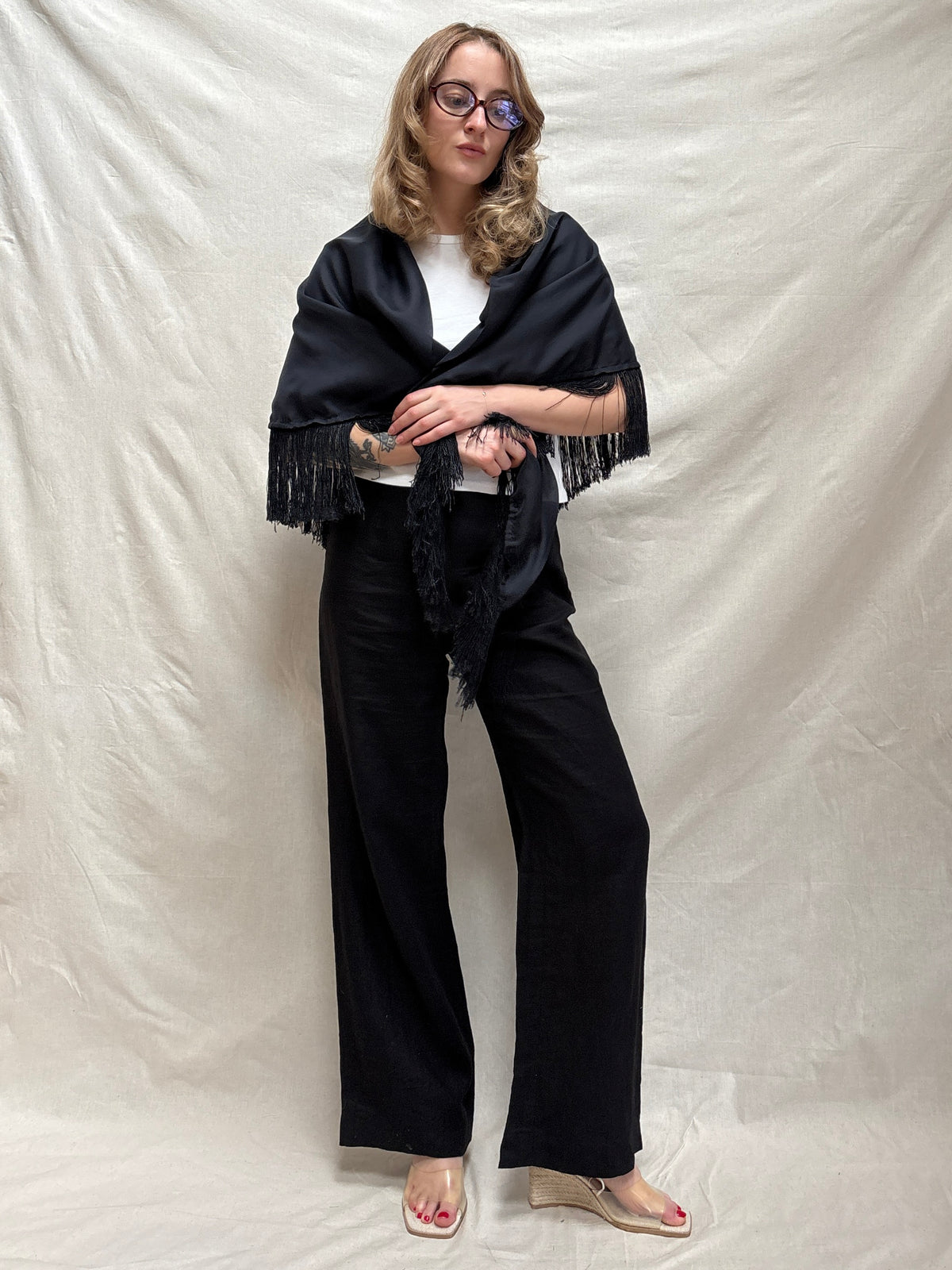 2000s Black Piano Shawl