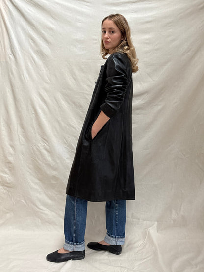 1990s Black Leather Coat