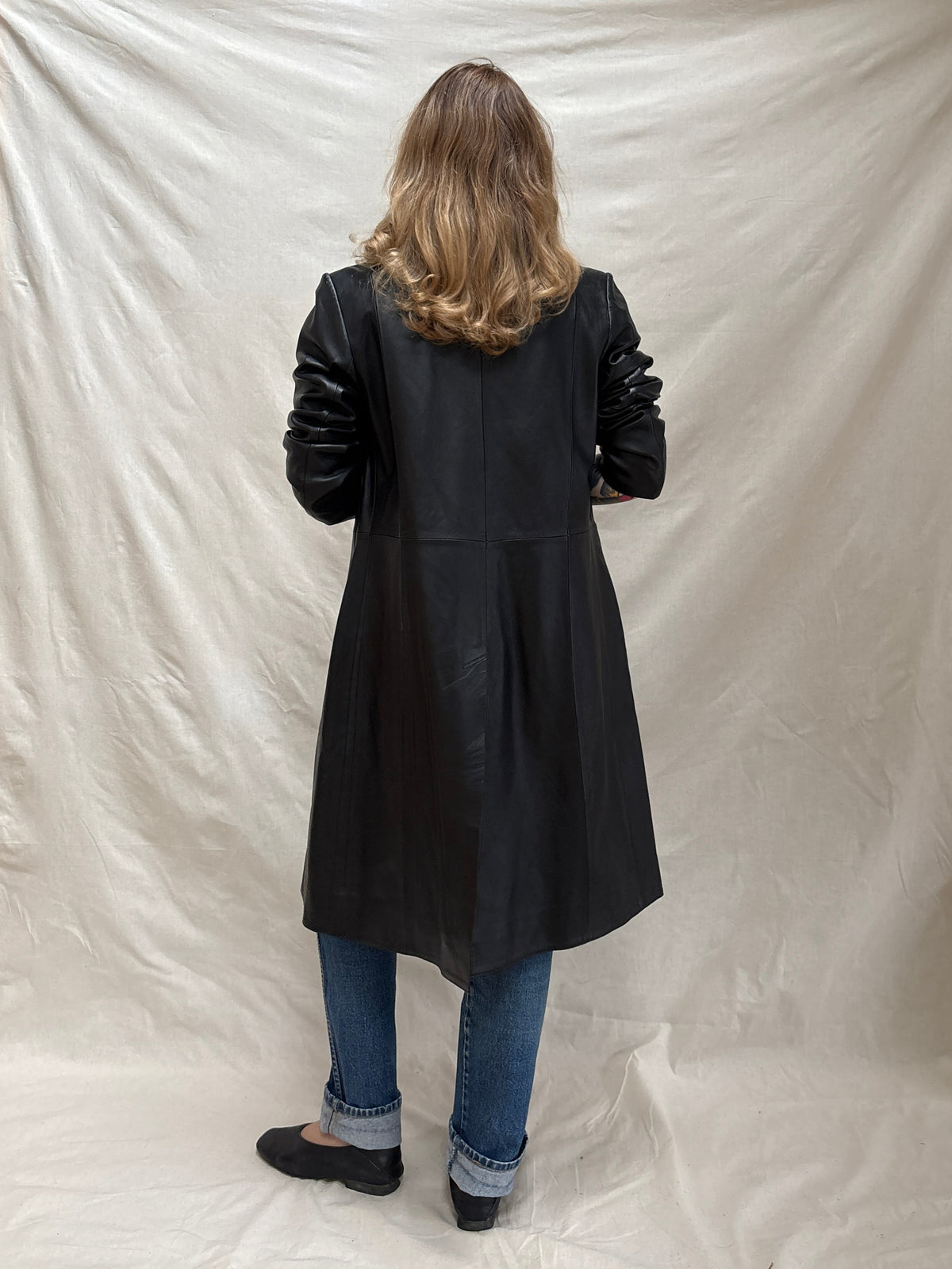 1990s Black Leather Coat