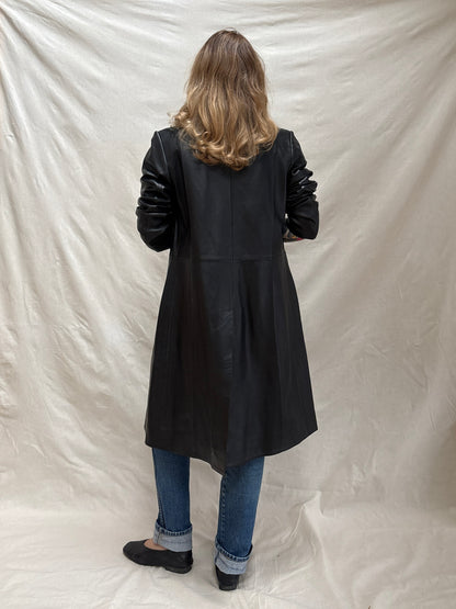 1990s Black Leather Coat
