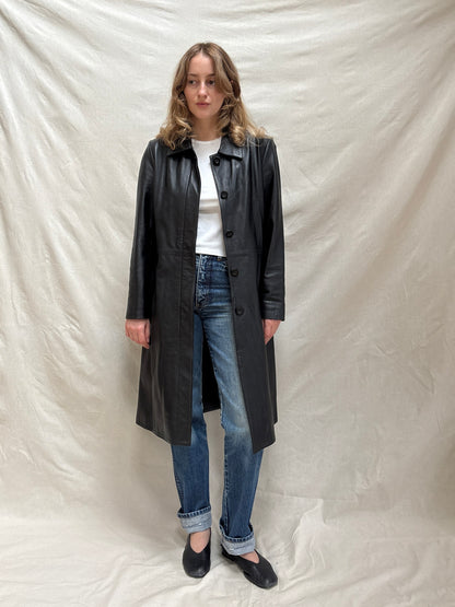 1990s Black Leather Coat