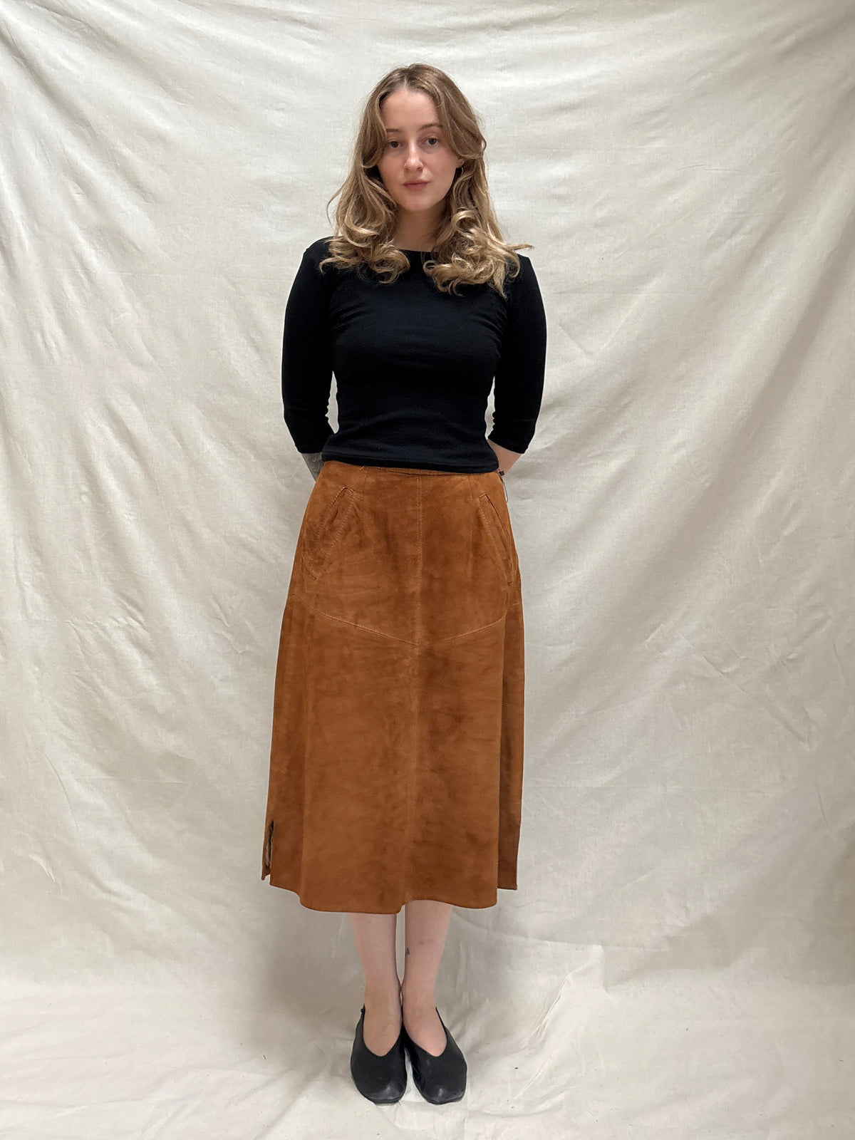 1970s Brown Suede Skirt