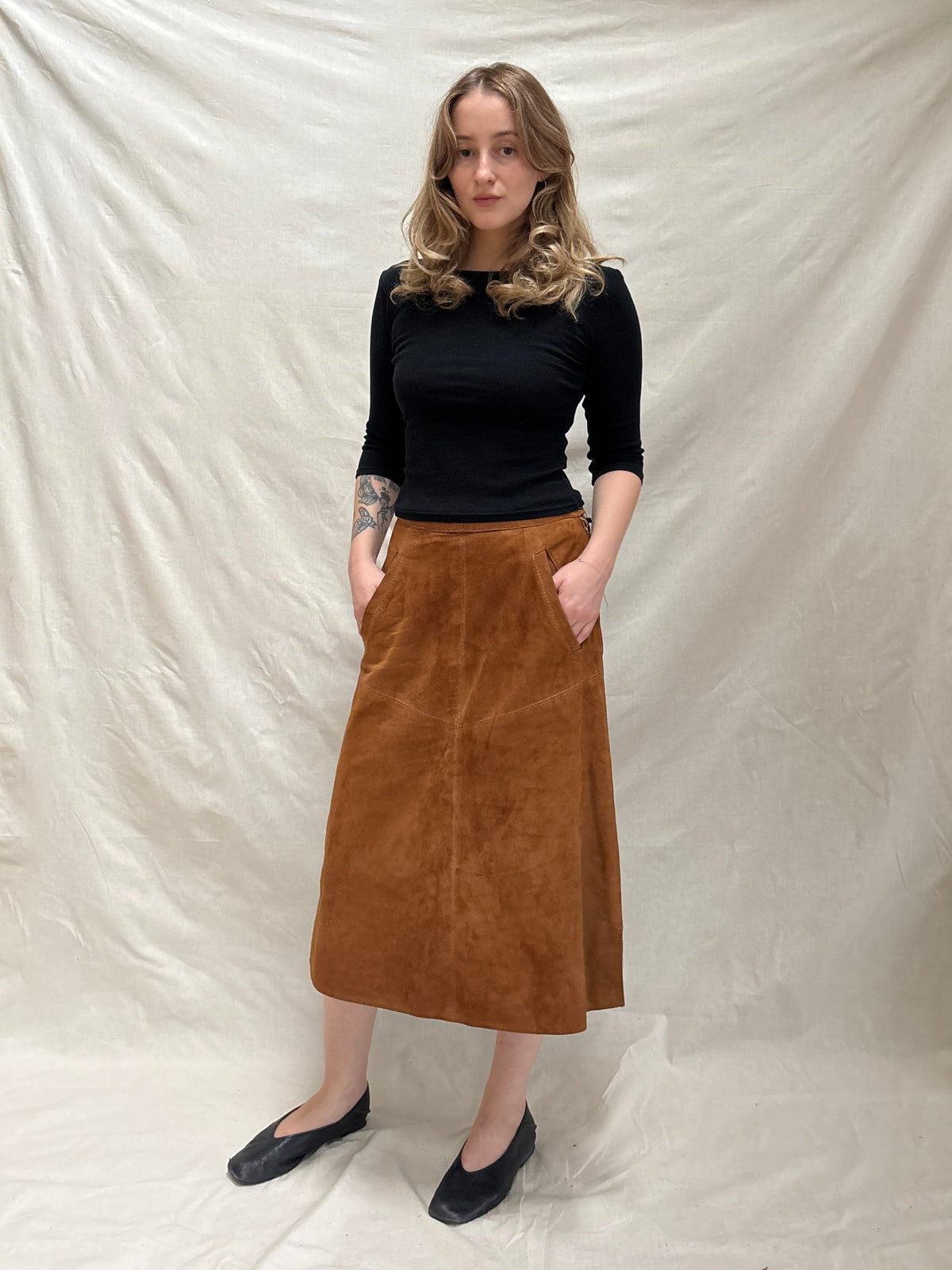 1970s Brown Suede Skirt
