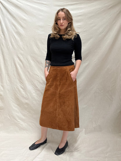 1970s Brown Suede Skirt