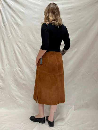 1970s Brown Suede Skirt