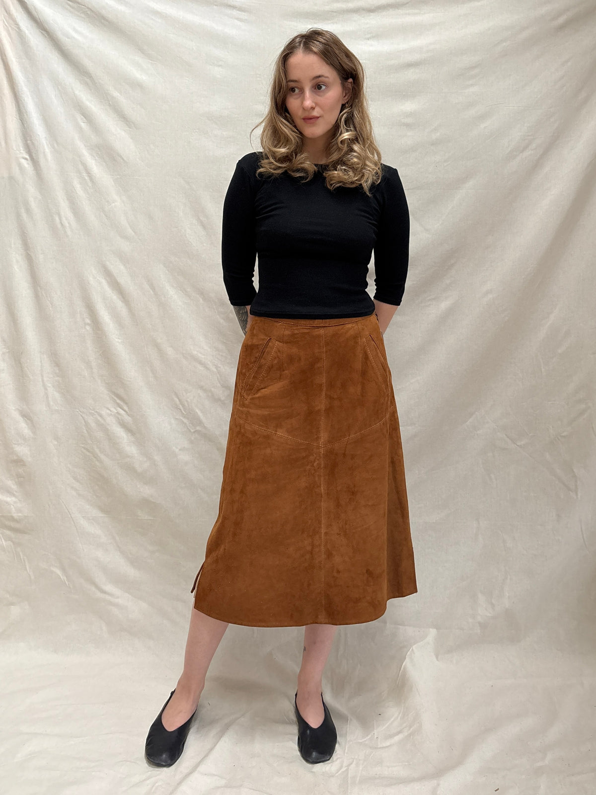 1970s Brown Suede Skirt