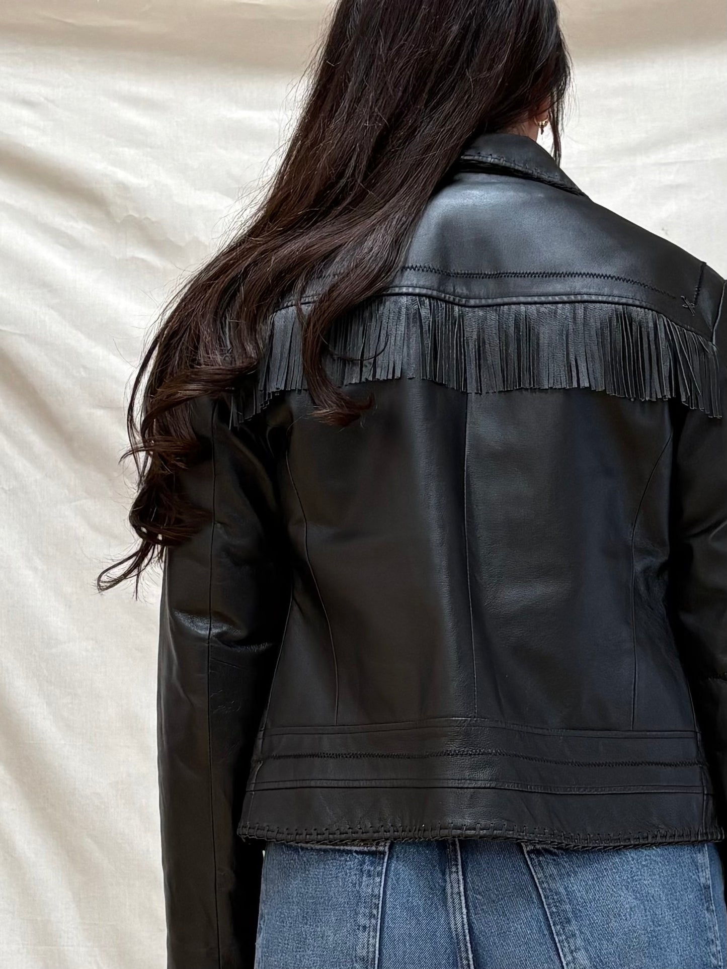 2000s Leather Jacket with Fringe