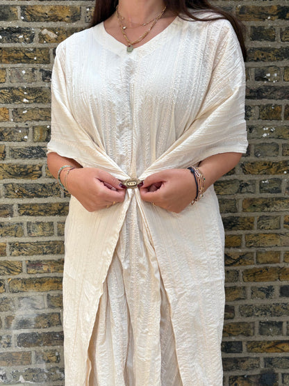 1980s Seersucker Deadstock Kaftan Dress