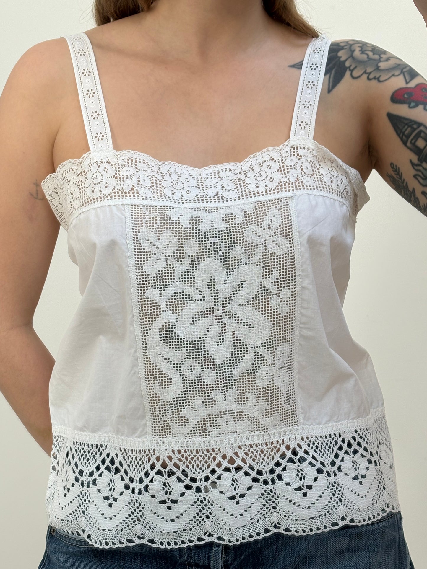 c.1980s Filet Lace Camisole