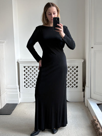 1990s Boatneck Column Dress with Cowl Back