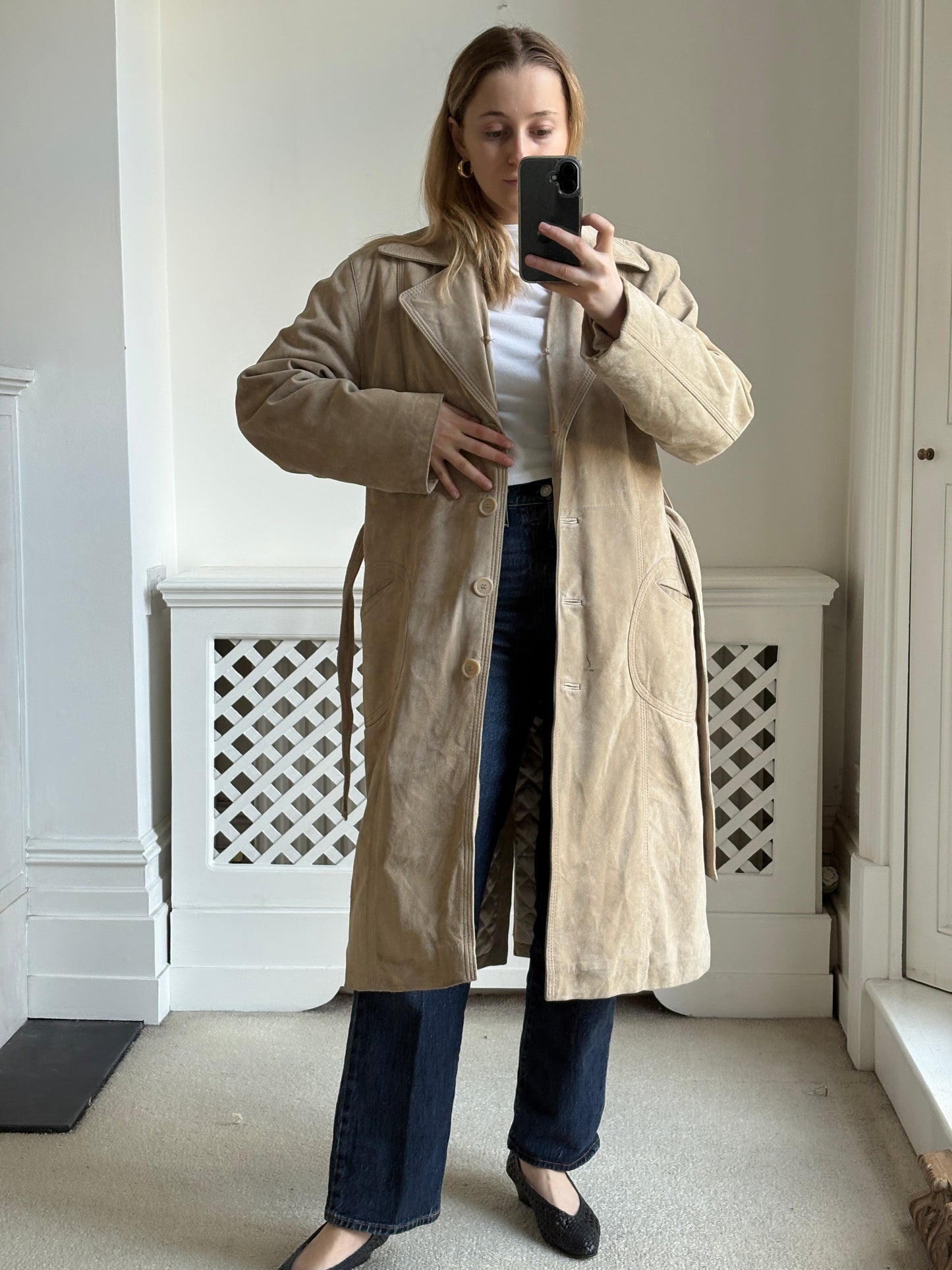 1990s Suede Trench Coat