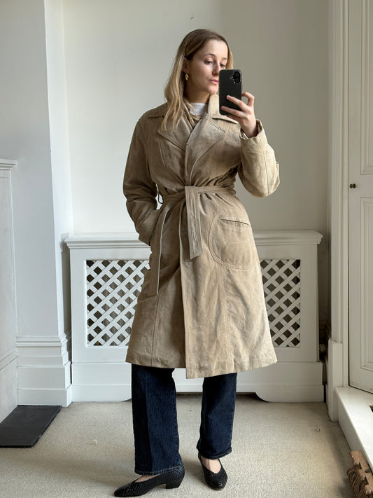 1990s Suede Trench Coat