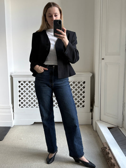 1980s 'Jaeger' Wool Black Blazer