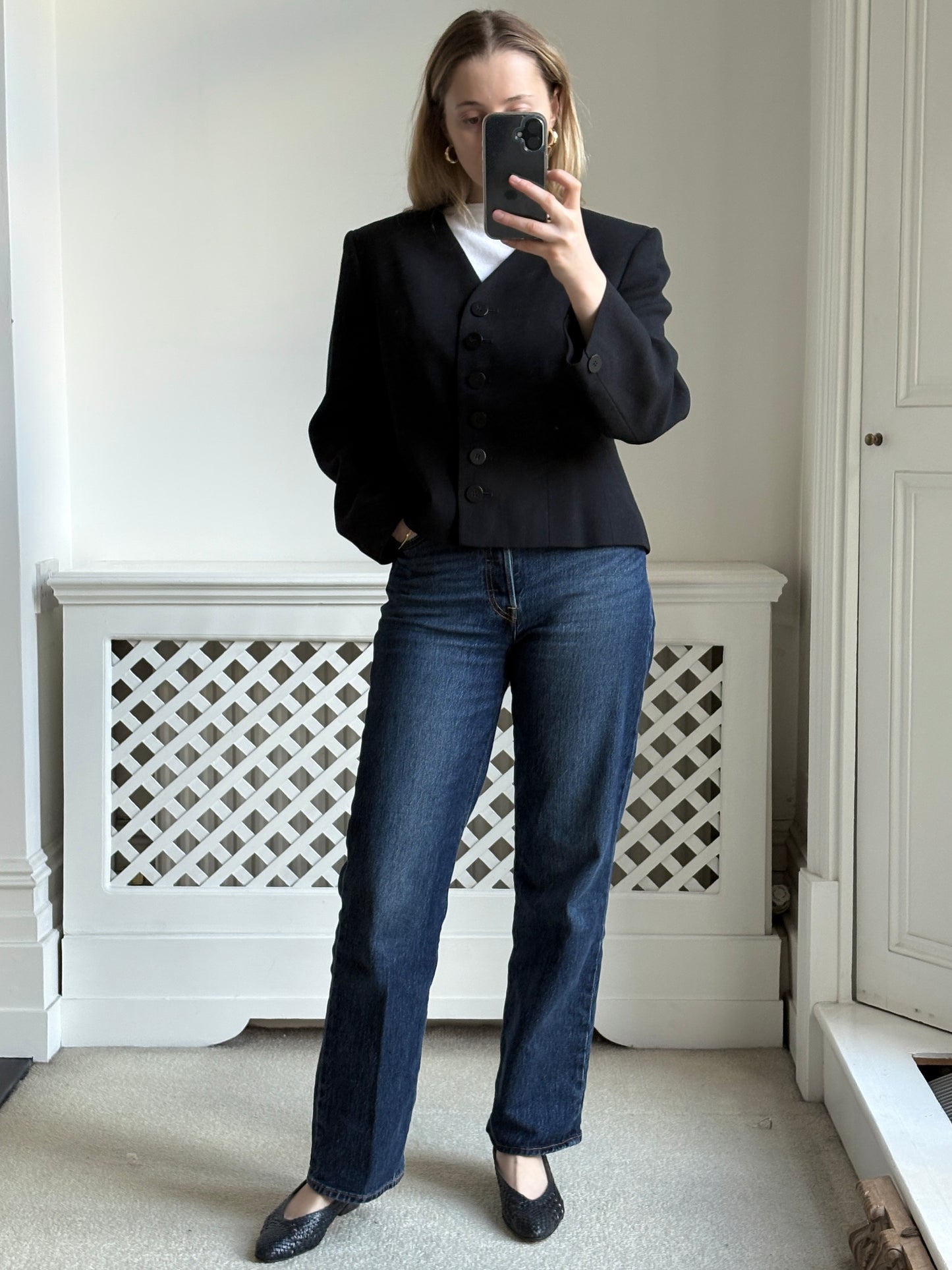 1980s 'Jaeger' Wool Black Blazer