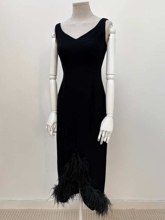c.1960s Wiggle Dress with Feather Hem