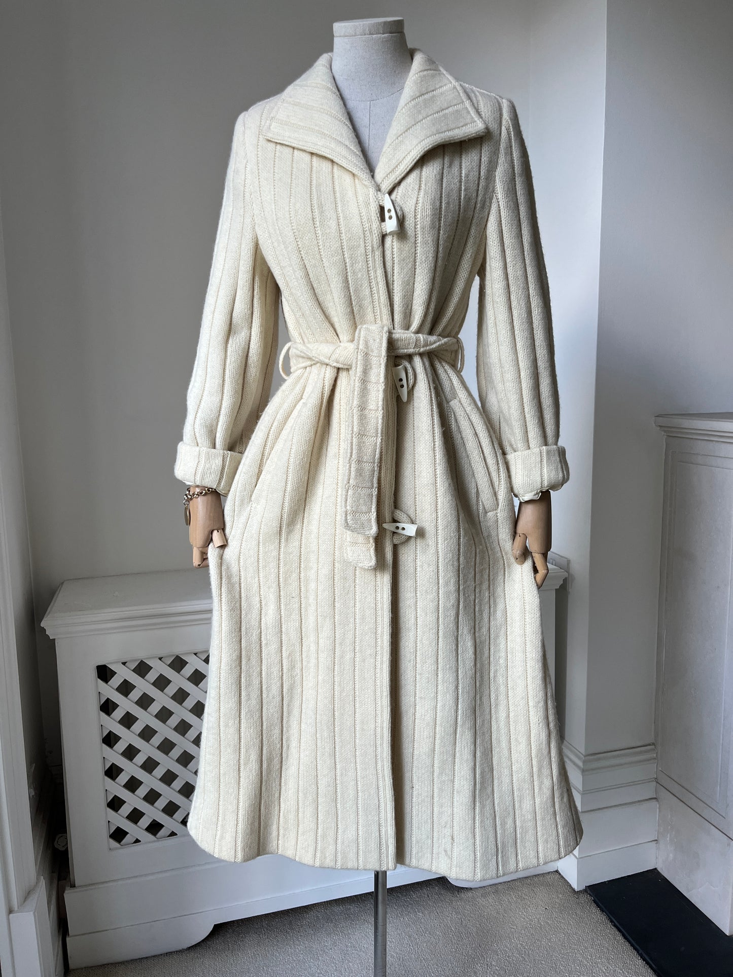 1980s Cream Wool Longline Coat