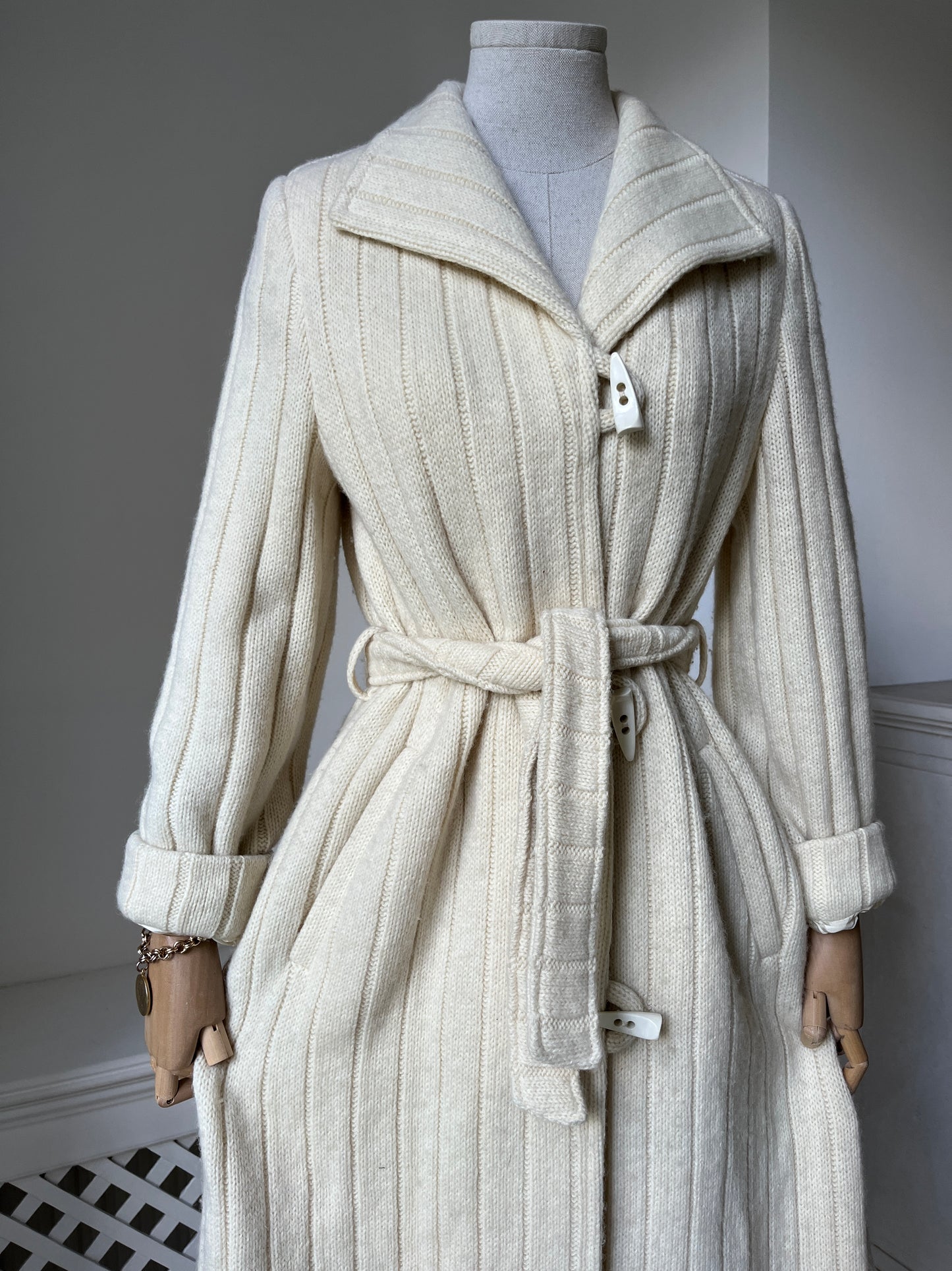 1980s Cream Wool Longline Coat