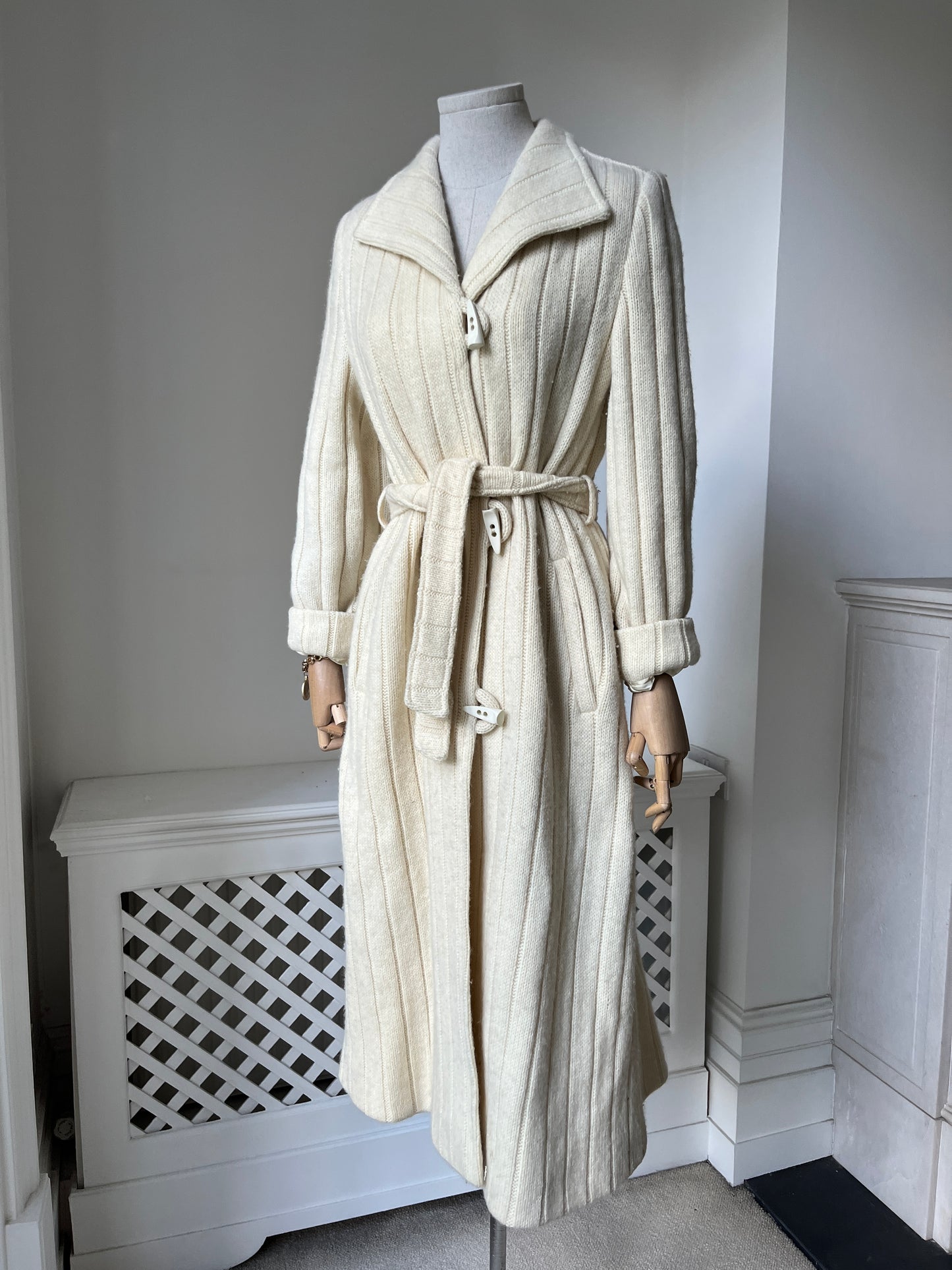 1980s Cream Wool Longline Coat