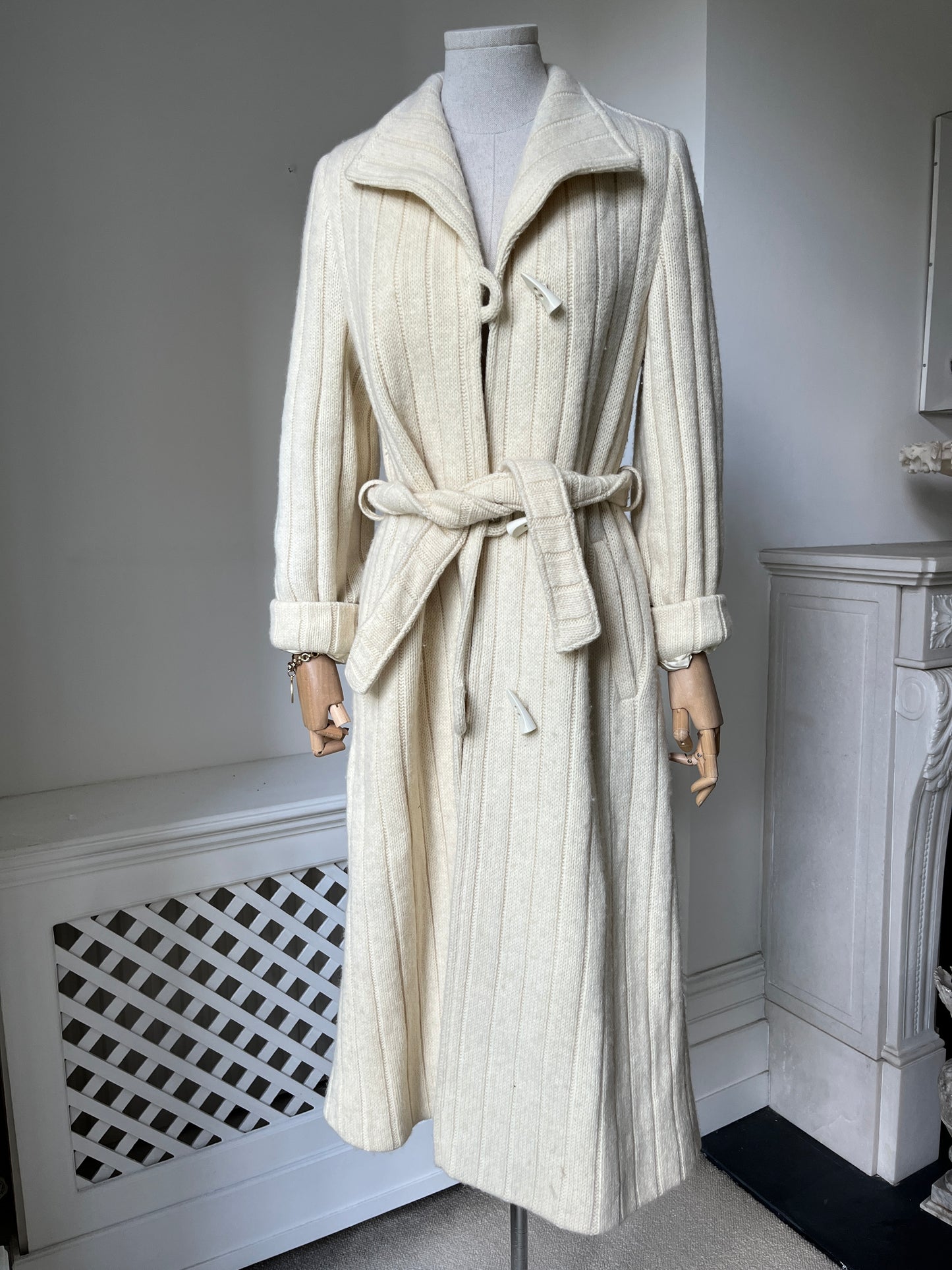 1980s Cream Wool Longline Coat