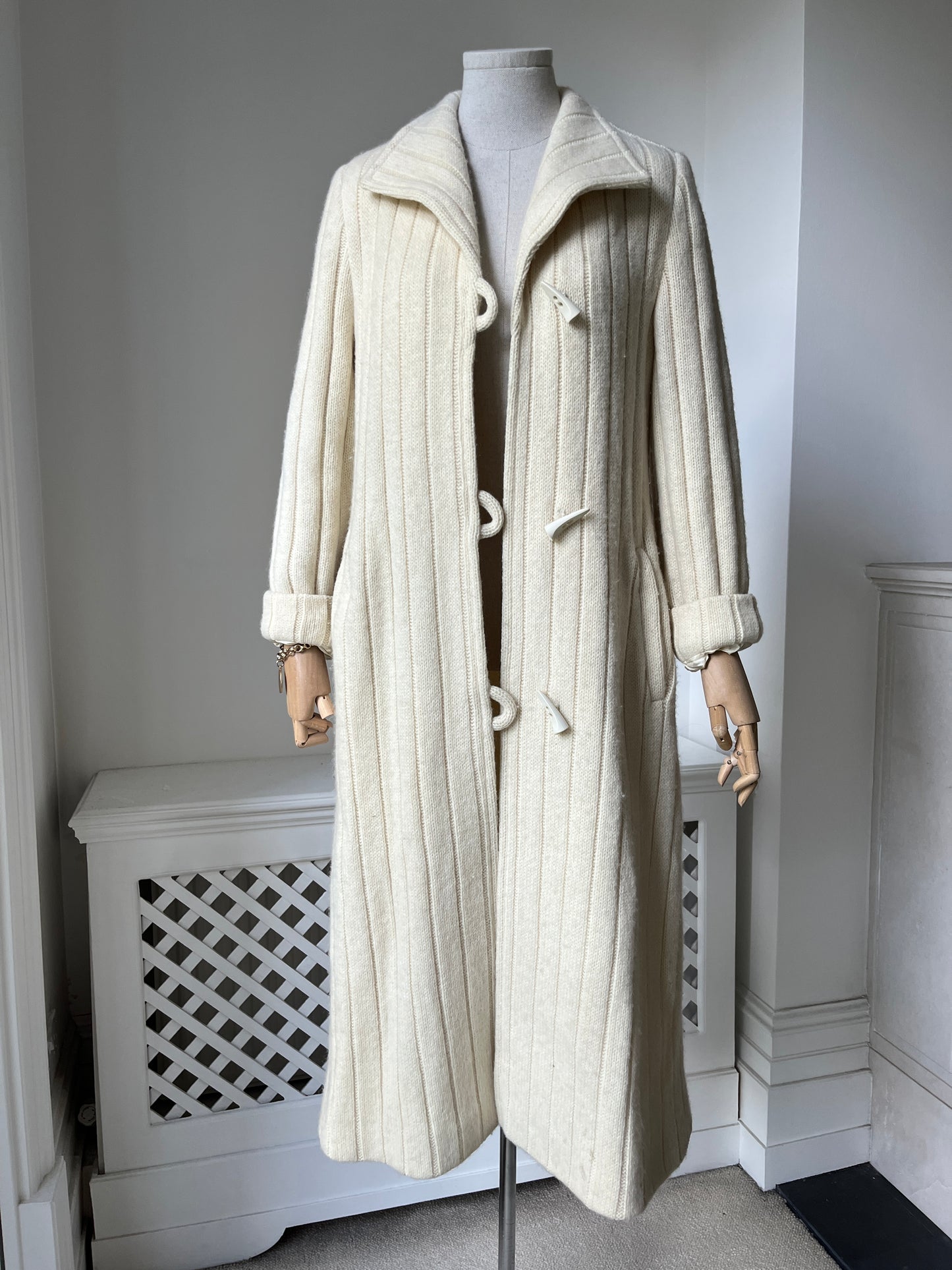 1980s Cream Wool Longline Coat