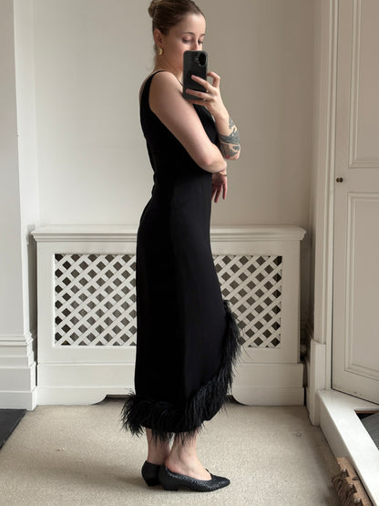 1960s 'Blanes' Wiggle Dress with Feather Hem