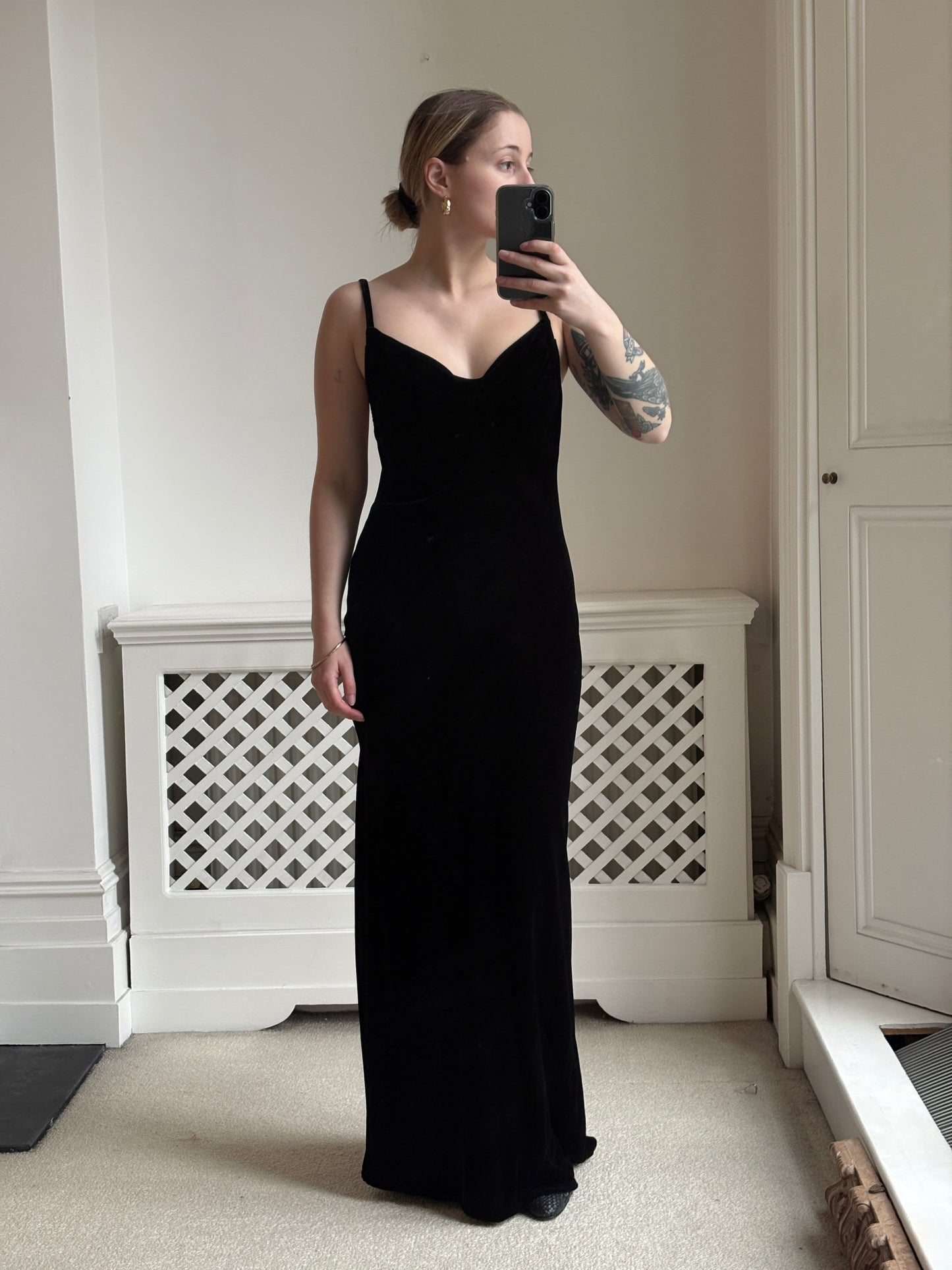 2000s 'Ghost' Velvet Dress with Ultra Low Back