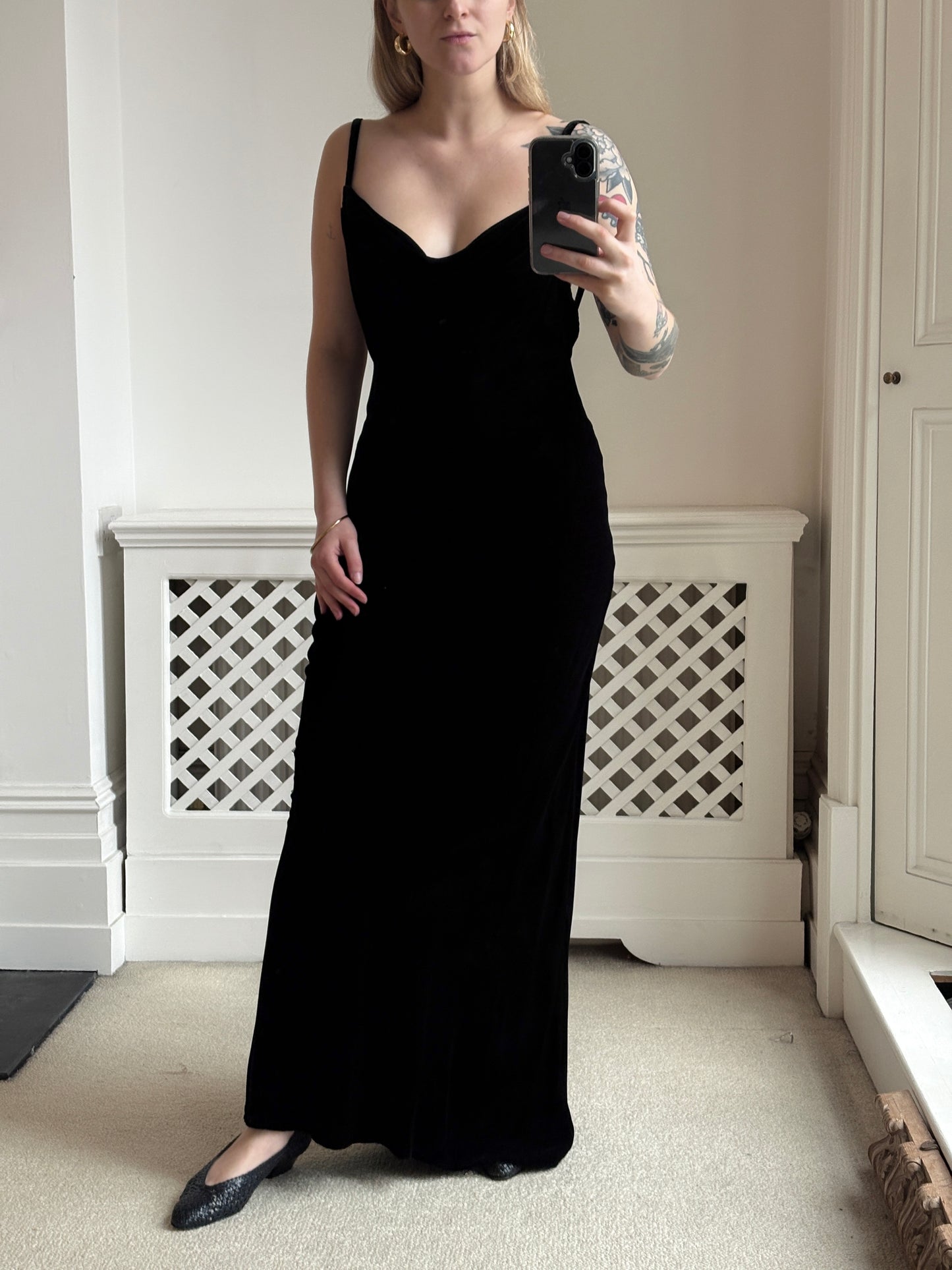 2000s 'Ghost' Velvet Dress with Ultra Low Back