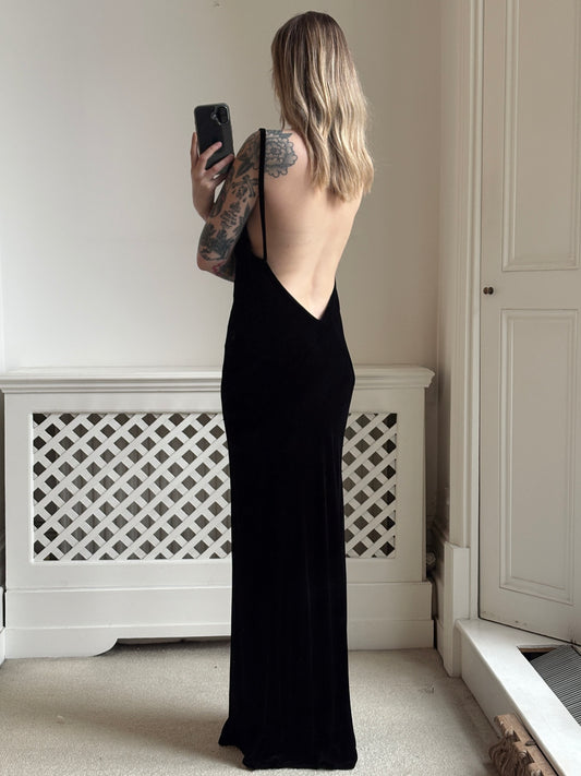 2000s 'Ghost' Velvet Dress with Ultra Low Back