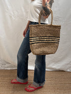 2000s Wicker Bag with Stripe