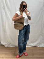 2000s Wicker Bag with Stripe