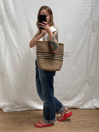 2000s Wicker Bag with Stripe