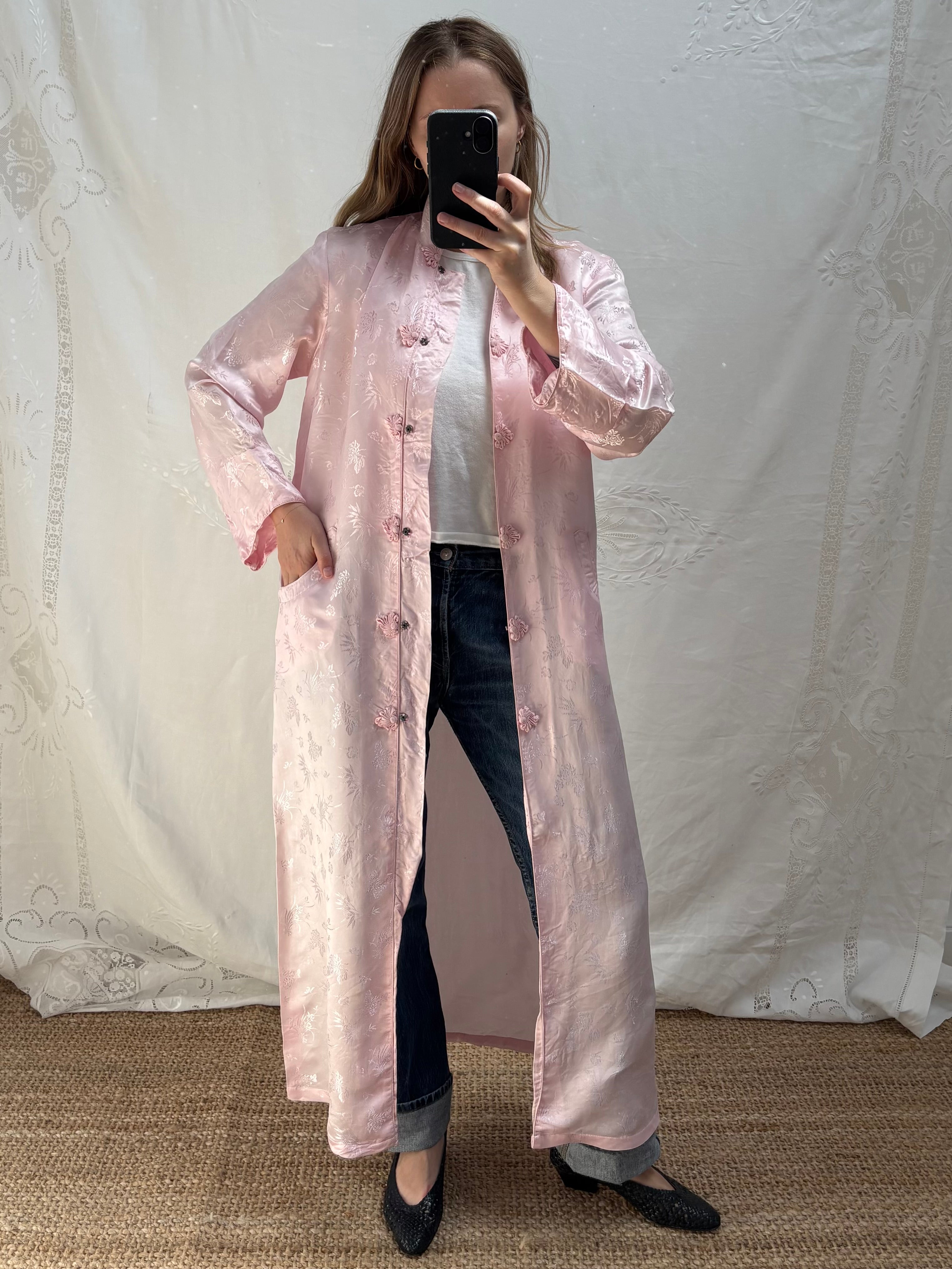 2000s Pure Silk Longline Tang Jacket