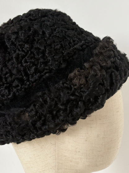 1960s Black Persian Lamb Hat