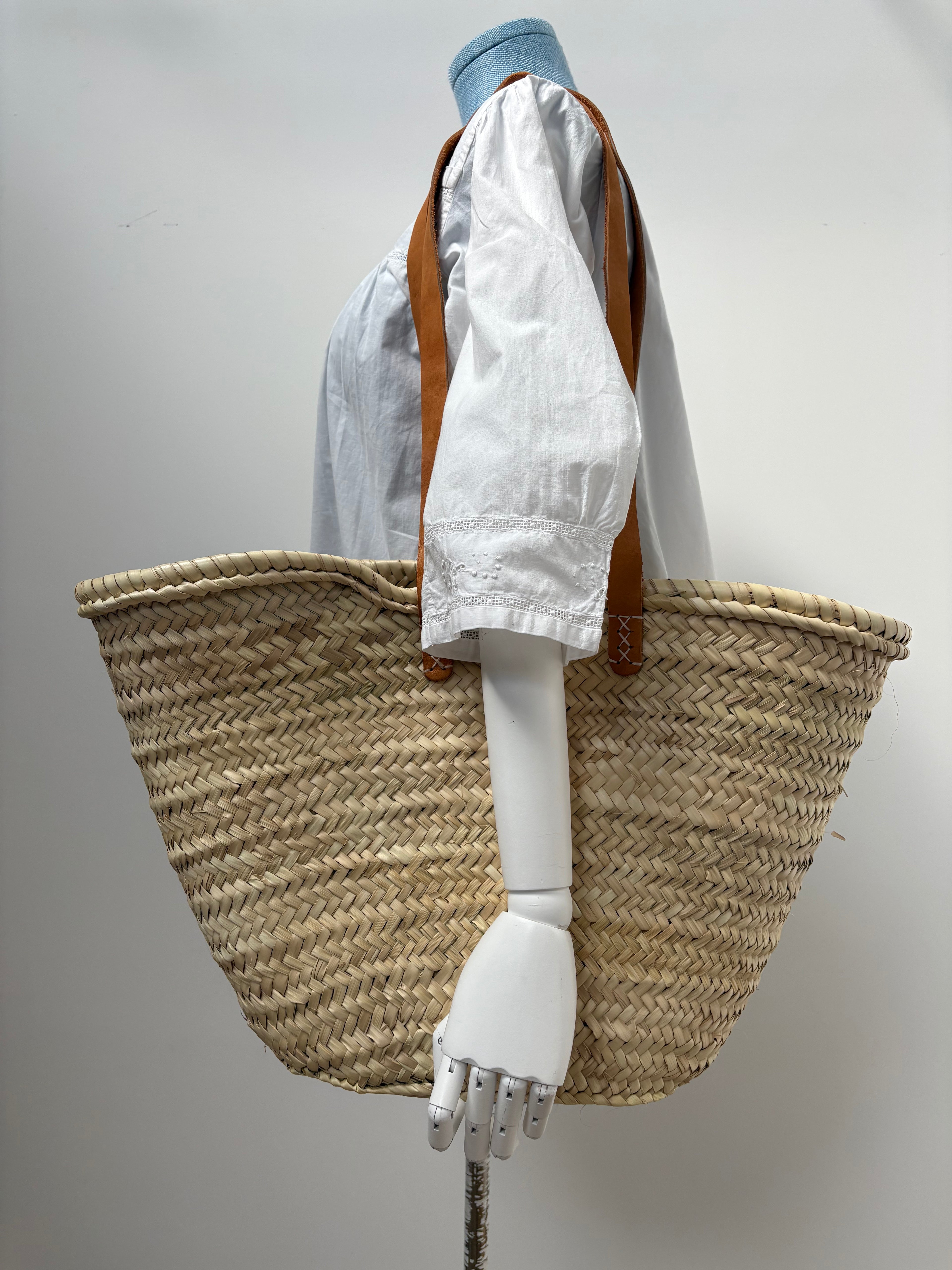 2000s French Market Basket Bag