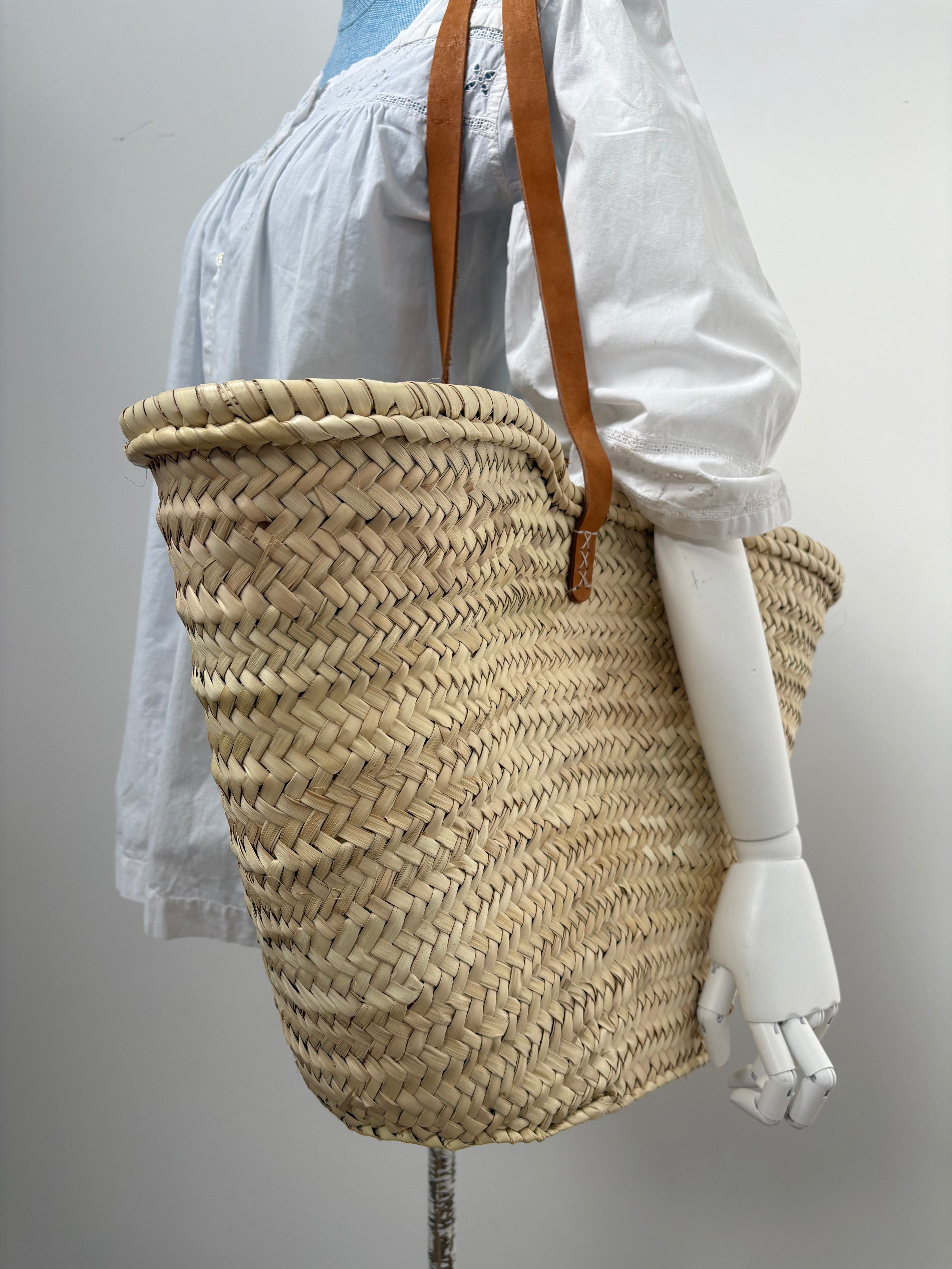 2000s French Market Basket Bag